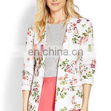 Guangzhou custom fashion coat , korea floral long sleeve suit jacket /tops whosale china clothing