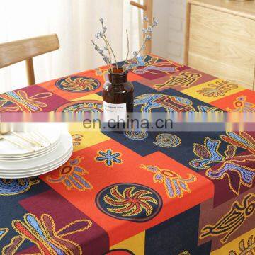 Factory Wholesale Customize Logo Tablecloth Mayan Style Table Cloth Cotton Linen Table Cloth Decorative