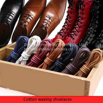 Premium Shoe Laces Cotton Thin Dress Black Leather Waxed Custom Round Shoelaces photo-3