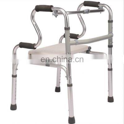 Stainless steel walker with seat standing Frame Aluminum Folding Walking Aid Walker  for Disabled