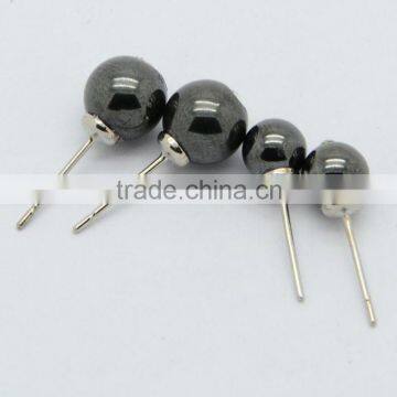 8MM Hematite Round Beads Stud Earring Natural round gemstone stud earrings for women & Men with silver finding