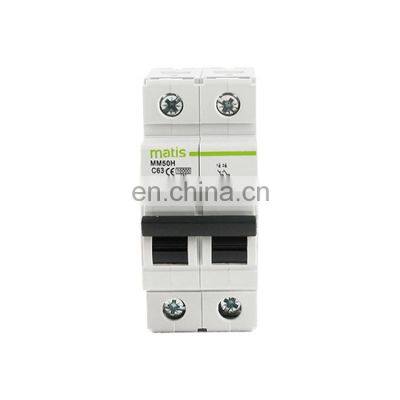 Manufacturer supply high quality durable intelligent Matis MM50H-2P 1-63A 380V 50/60hz mini circuit breaker