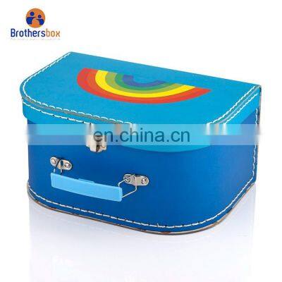 Wholesale cardboard portable paper box custom logo mini suitcase