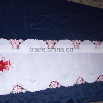 Best selling white Christmas hotel tablecloth cutwork embroidery tablecloth lmzc1003(6)