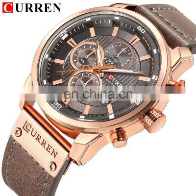 CURREN 8291 Wholesale Famous Men's Watches Quartz Movement Fashion Casual Auto Date Leather Band Watches Men Wrist