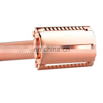 Pirate Label Non-slip Rose Gold Metal Handle Double Edge Safety Razor photo-2