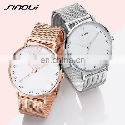 SINOBI Gorgeous Woman Wristwatch French Style Lady Watch Luxury Shinning Diamond Decoration OEM Woman Watch  Reloj Para Mujer