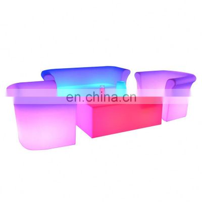 nightclub bar plastic led light leisure sofa led colorful party rental led bar sofa chair hookah lounge furniture sofa set