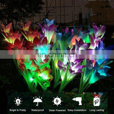 Outdoor Garden Solar Decorative Waterproof Multi Color Lily Flowers Stake LED Lights photo-5