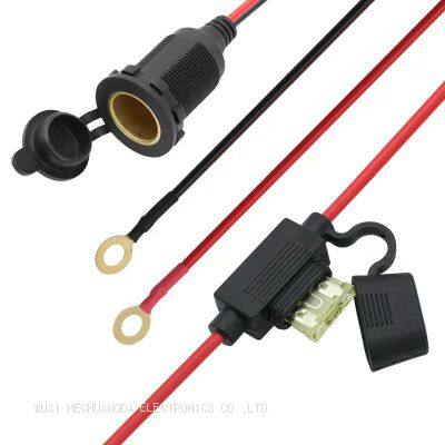 High power cigarette lighter threaded socket cables with fuse box circular thread cigarette lighter power cord