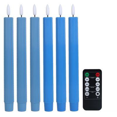 Venda em atacado de velas c?nicas finas de led 3D sem chama, azuis, com controle remoto