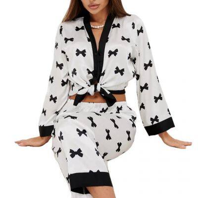 Bow pijama sets pajama for women