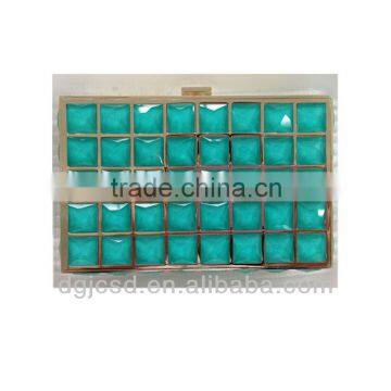 Square clear stone clutch bag