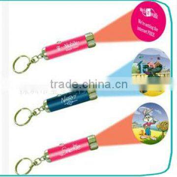 Cheap and Fashion Led Projector Customed Keychain Lamp Torch Keychain With Carabiner photo-3