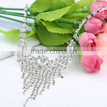 Ladies Sterling Silver Fancy Diamond Necklace Designs for Women Simple Elegant Wedding Dress Set photo-2