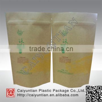 resealable Stand up kraft paper bag with window for China Tea