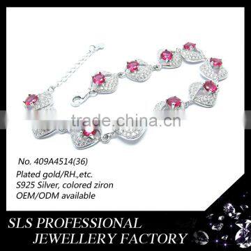 Promotion 100% 925 silver jewelry Italian types bracelets in Ruby stone