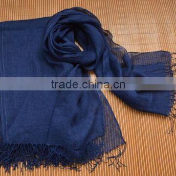 Wholesale Korean Japan Fashion Women Solid Color Plain Tassel France Linen Scarf Shawl photo-6