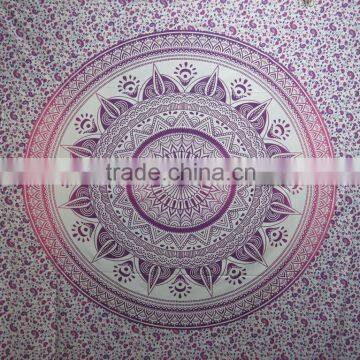 Pink Ombre Tapestry Boho Dorm Sheet Hippie Beach Throw Round Mandala