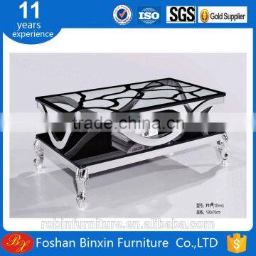 Factory whosale modern F11 rectangular glass coffee table aluminum alloy metal tea table