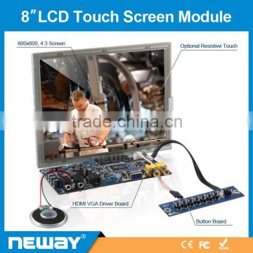 Professional 8 inch 4:3 ratio touch lcd high resolution monitor