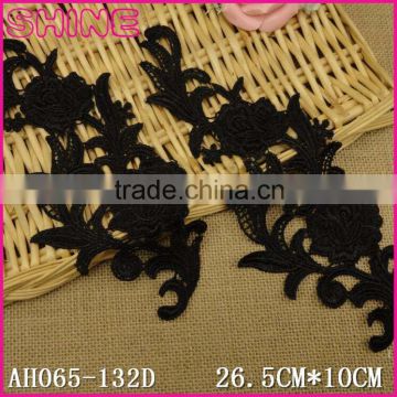 China factory DIY water soluble black cheap patches factory direct sell flower applique trim