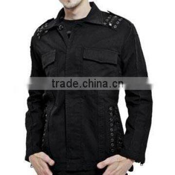 GOTHIC STYLE MENS ZIPPER JACKET DENIM FABRIC BLACK COLOR