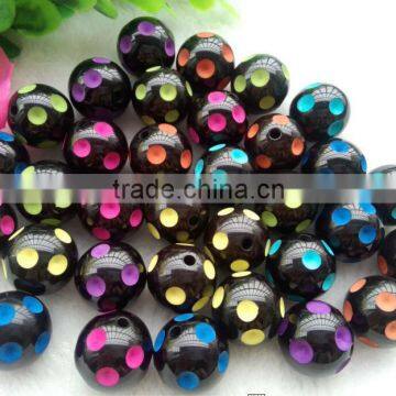 Paypal Accept ! Chunky Colorful Color Mix 20MM Halloween beads Wholesale Resin Polka Dot Beads for Kids Chunky Necklace Jewerly