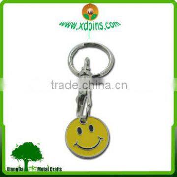 metal trolley coin key chain with pound coin size