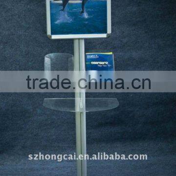 Aluminum display standee with brochure holder