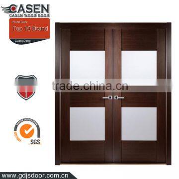 Modern Design Matte Finish Black Walnut Wood Framed Glass Doors photo-2