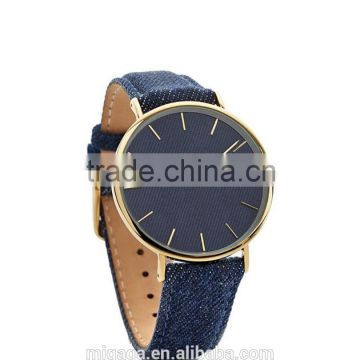 New Fashion Western Cowboys Design DENIM Indigo Strap Quartz Watch Stainless Steel Case