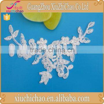 cheap decorative embroidered lace applique motif for bridal dress