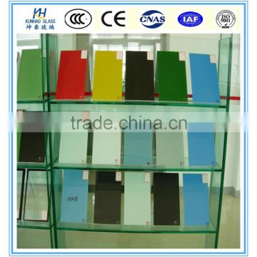 Pretty and colorful office and coffee table tempered paint glass