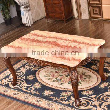 European Solid wood frame Artificial marble dining table