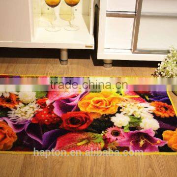 40*60cm loop pile printing carpet with anti-slip backing latex/tpr flowers design nylon printing mat