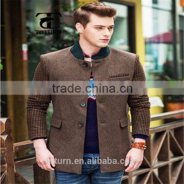 Oem Clothing Manufacturing Turkish Slim Fit Stripe Check Fleece Woolen Plaids Tweeds Man's Tailored Blazer Jacket photo-3