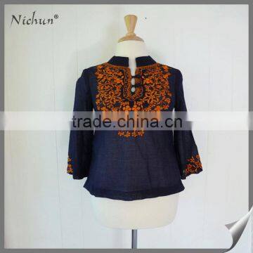 National hot selling new blouse neck design