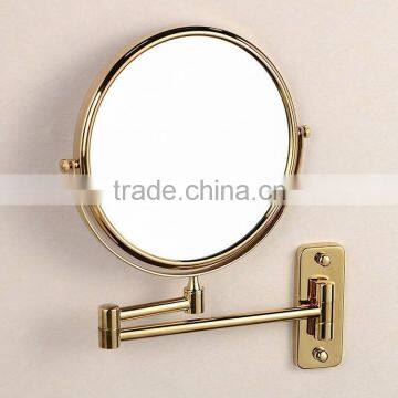 Antique 8" Double Side Folding Brass Shave Makeup Mirror Wall Mounted Extend with Arm Round 1x3x Magnifying