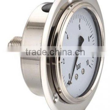 All stainless steel back connection air compressor manometer with flange