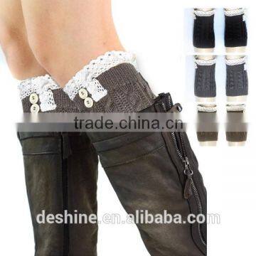 Popular Christmas new knee-high with button lace leg warmers wholesale ST001