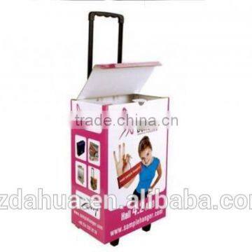 cardboard trolley with wheels and handle, cardboard trolley paper trolley for promotion