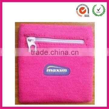 2013 Promotional Gift custom sports cotton wrist sweatband with zipper