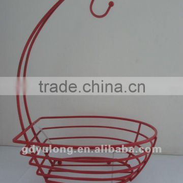 Modem red metal fruit bowl with banana hook