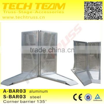 Aluminium Folding Crowd Corner Barrier 135deg ,Safe design of crowd control barrier