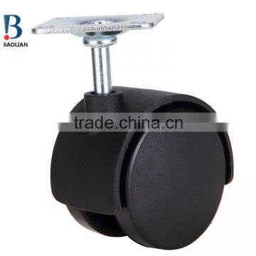 2015 Discount 2-inch Nylon Black Plastic Square Plate Double Swivel Furniture Caster Wheels photo-6