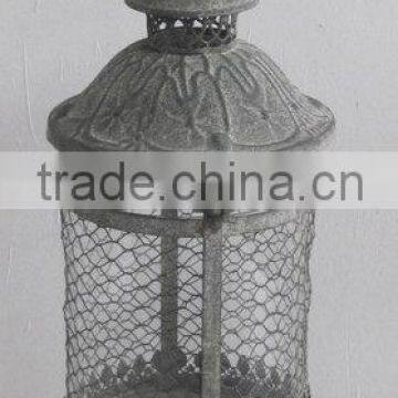 100467F- round metal wire candle lantern