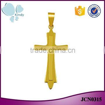 Kindy jewelry JCN0315 gold plated stainless steel necklace cross pendant