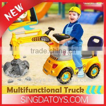 2014 New HT5611 Kids Pretend Play Excavator Power Worker Digger Grab Sand Truck Ride On Car Toys