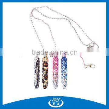 Beautiful Multi-color Cheap Crystal Ball Pen With Chain